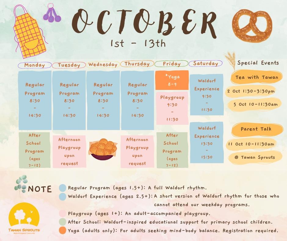 tawan sprouts october event calendar